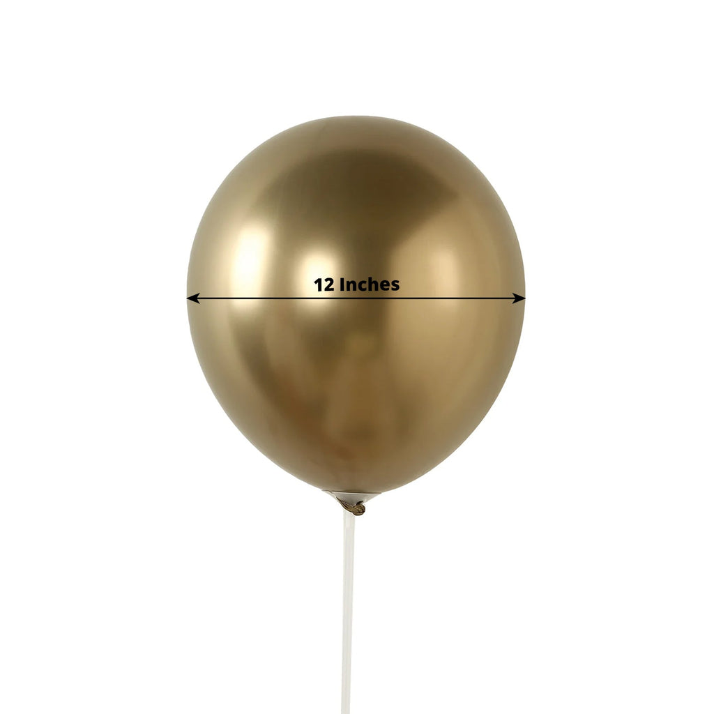 50 Pack Chrome Champagne Biodegradable Latex Balloons 12", Thick Eco Friendly Metallic Party Balloons - Bell Racket Store