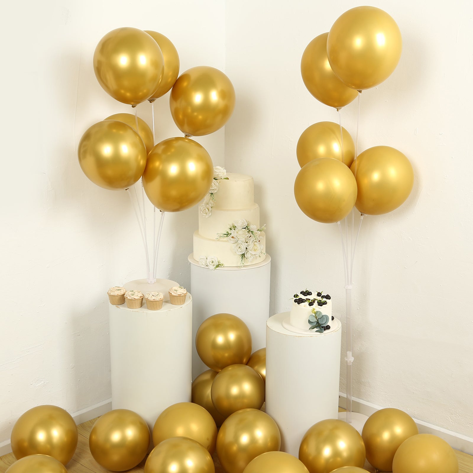 50 Pack Chrome Gold Biodegradable Latex Balloons 12", Thick Eco Friendly Metallic Party Balloons - Bell Racket Store