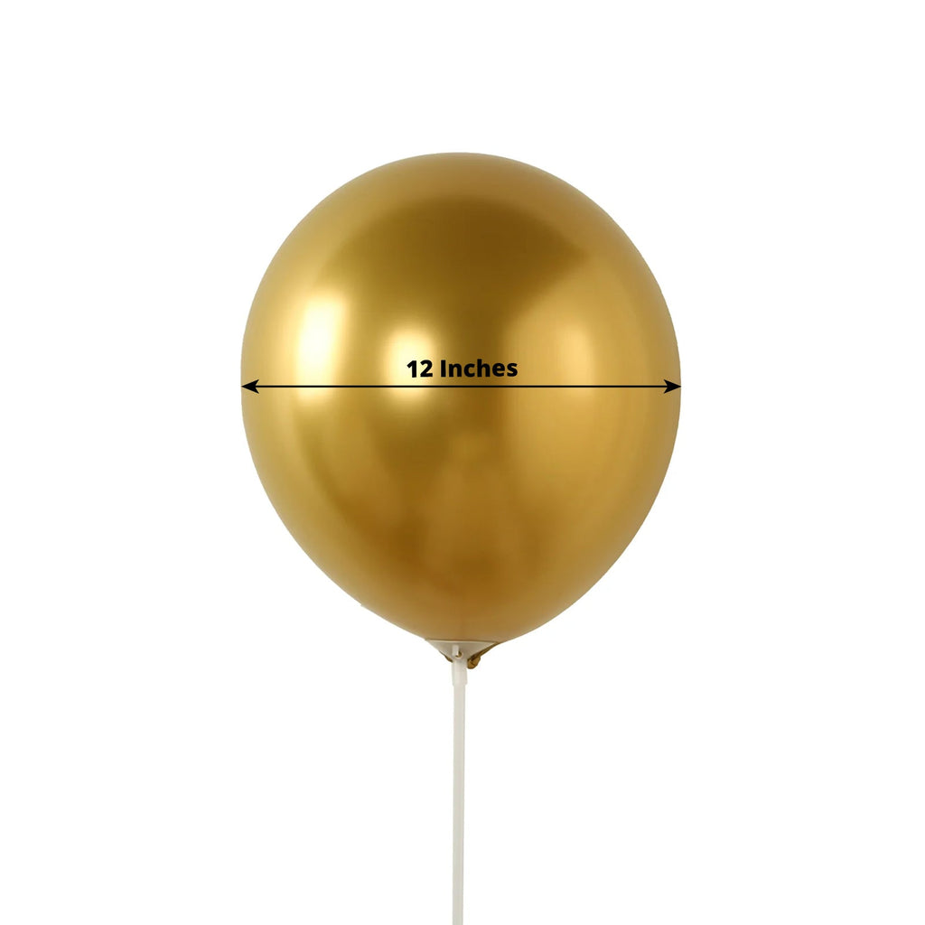 50 Pack Chrome Gold Biodegradable Latex Balloons 12", Thick Eco Friendly Metallic Party Balloons - Bell Racket Store