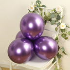 50 Pack Chrome Purple Biodegradable Latex Balloons 12", Thick Eco Friendly Metallic Party Balloons - Bell Racket Store