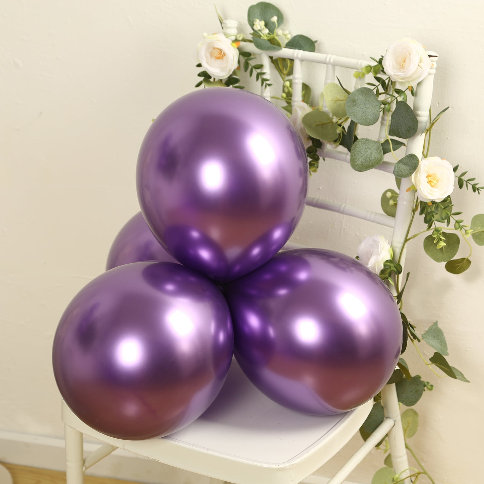 50 Pack Chrome Purple Biodegradable Latex Balloons 12", Thick Eco Friendly Metallic Party Balloons - Bell Racket Store