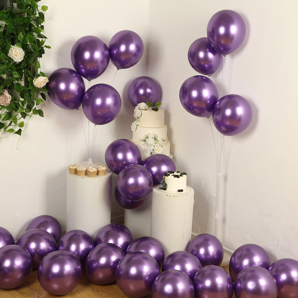 50 Pack Chrome Purple Biodegradable Latex Balloons 12", Thick Eco Friendly Metallic Party Balloons - Bell Racket Store