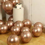 50 Pack Chrome Rose Gold Biodegradable Latex Balloons 12", Thick Eco Friendly Metallic Party Balloons - Bell Racket Store