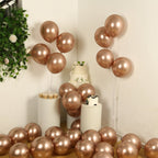 50 Pack Chrome Rose Gold Biodegradable Latex Balloons 12", Thick Eco Friendly Metallic Party Balloons - Bell Racket Store