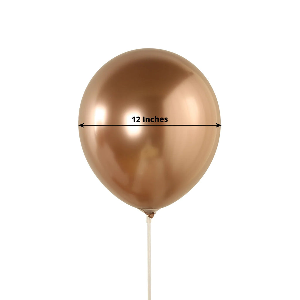 50 Pack Chrome Rose Gold Biodegradable Latex Balloons 12", Thick Eco Friendly Metallic Party Balloons - Bell Racket Store