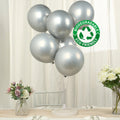 50 Pack Chrome Silver Biodegradable Latex Balloons 12", Thick Eco Friendly Metallic Party Balloons - Bell Racket Store