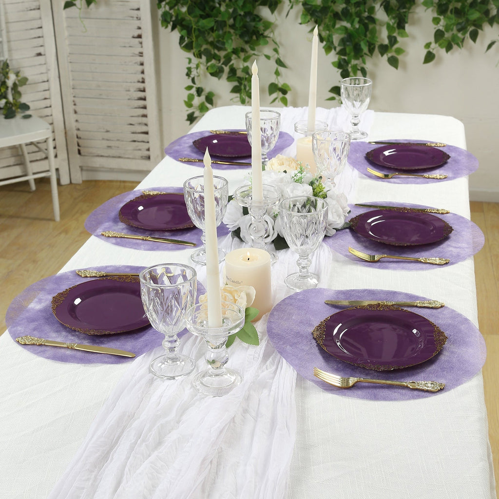 50 Pack Disposable Lavender Lilac Placemats, 13" Non - Woven Mesh Fiber Round Table Mats for Dining & Events - Bell Racket Store