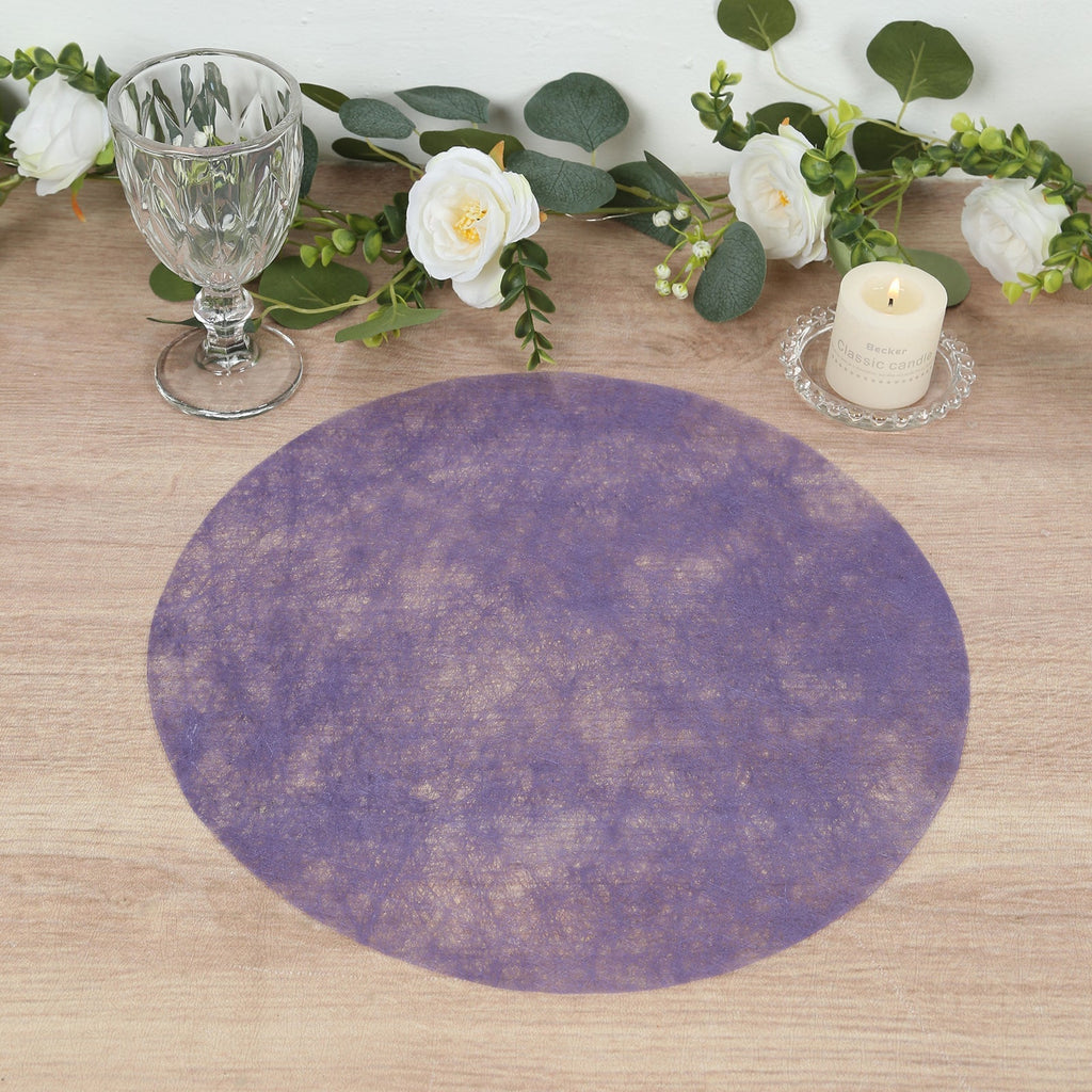 50 Pack Disposable Lavender Lilac Placemats, 13" Non - Woven Mesh Fiber Round Table Mats for Dining & Events - Bell Racket Store