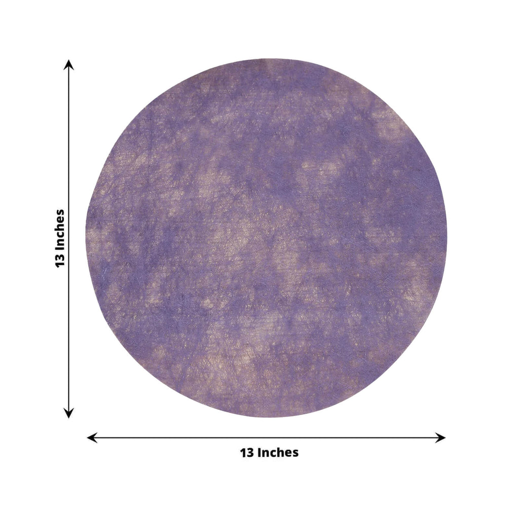 50 Pack Disposable Lavender Lilac Placemats, 13" Non - Woven Mesh Fiber Round Table Mats for Dining & Events - Bell Racket Store