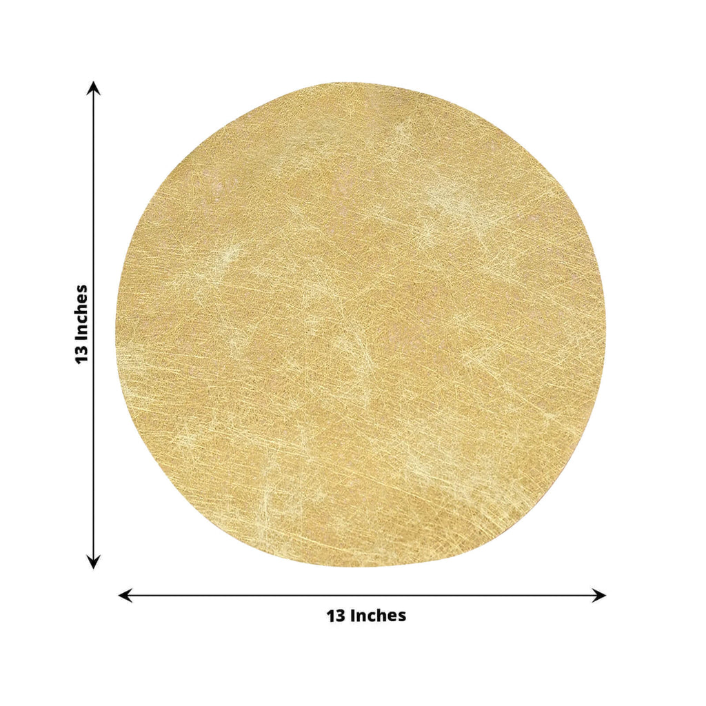 50 Pack Disposable Metallic Gold Placemats, 13" Non - Woven Mesh Fiber Round Table Mats for Dining & Events - Bell Racket Store
