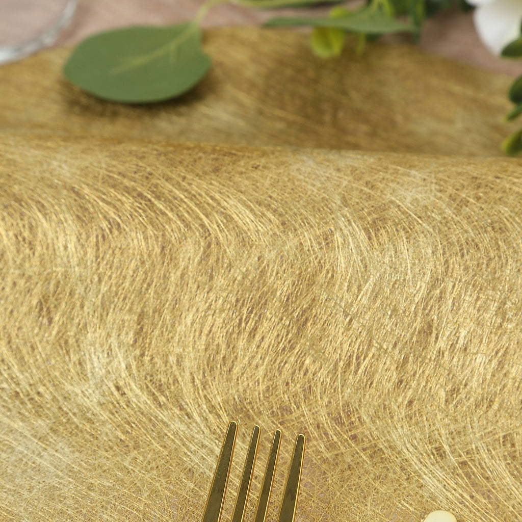 50 Pack Disposable Metallic Gold Placemats, 13" Non - Woven Mesh Fiber Round Table Mats for Dining & Events - Bell Racket Store