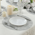 50 Pack Disposable Metallic Silver Placemats, 13" Non - Woven Mesh Fiber Round Table Mats for Dining & Events - Bell Racket Store