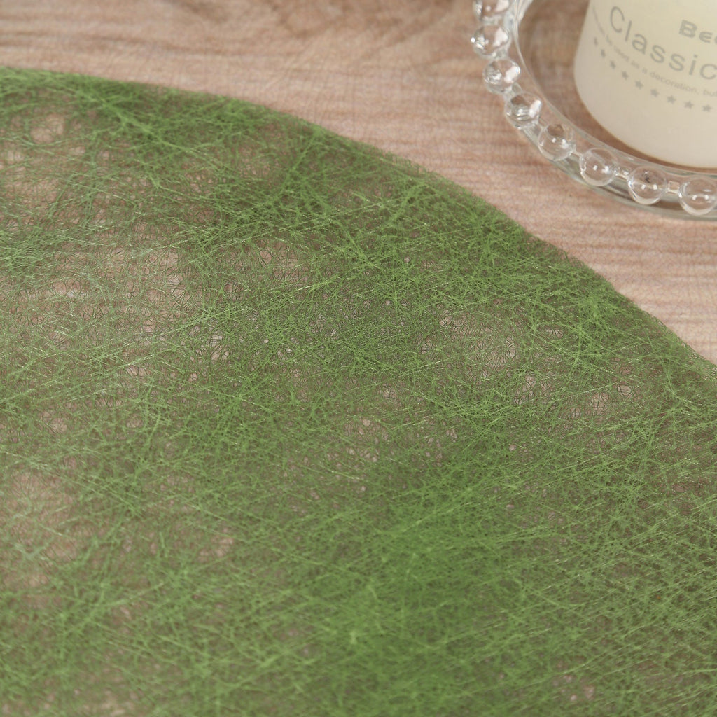 50 Pack Disposable Olive Green Placemats, 13" Non - Woven Mesh Fiber Round Table Mats for Dining & Events - Bell Racket Store