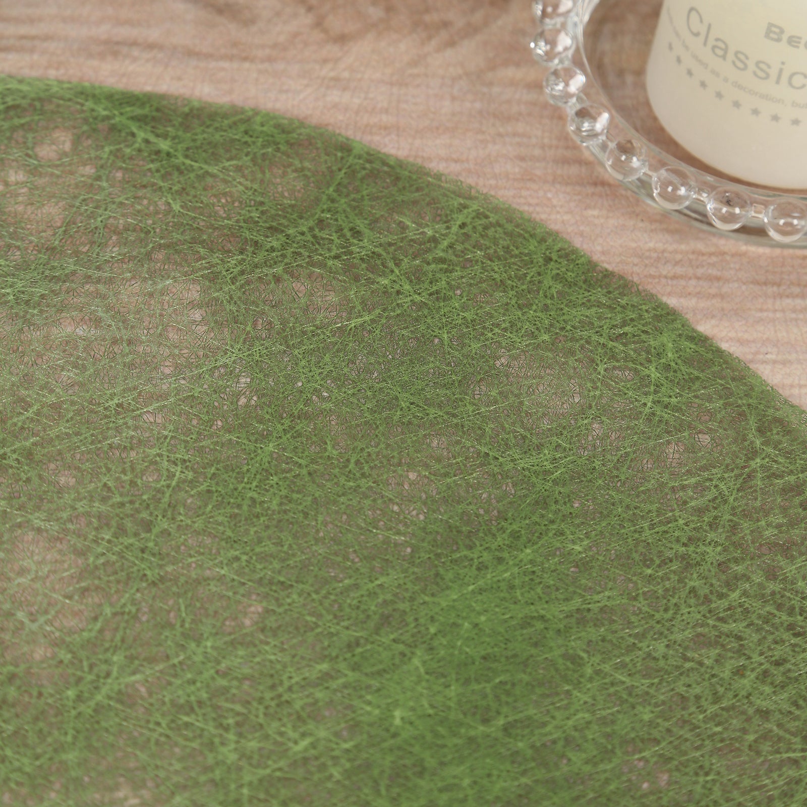 50 Pack Disposable Olive Green Placemats, 13" Non - Woven Mesh Fiber Round Table Mats for Dining & Events - Bell Racket Store