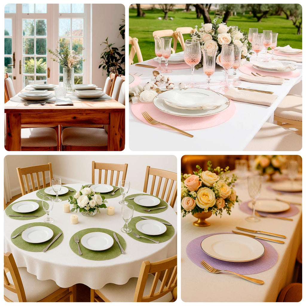 50 Pack Disposable Olive Green Placemats, 13" Non - Woven Mesh Fiber Round Table Mats for Dining & Events - Bell Racket Store