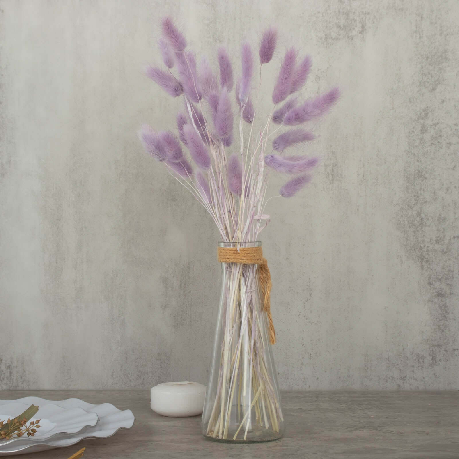 50 - Pack Dried Bunny Tail Grass Lavender Lilac - Rustic Chic Lagurus Ovatus Rabbit Tail Ornamental Grass for Modern Farmhouse Decor Event Styling & Floral Displays 15" - Bell Racket Store