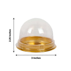 50 - Pack Favor Containers Round Dome Design Gold and Clear - Plastic Party Boxes for Cupcakes and Sweets 3" - Bell Racket Store