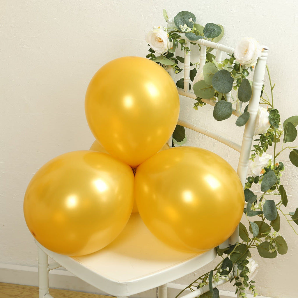50 Pack Gold Biodegradable Balloons, 12" Thickened Extra Strong Eco - friendly Latex Helium Party Balloons - Bell Racket Store