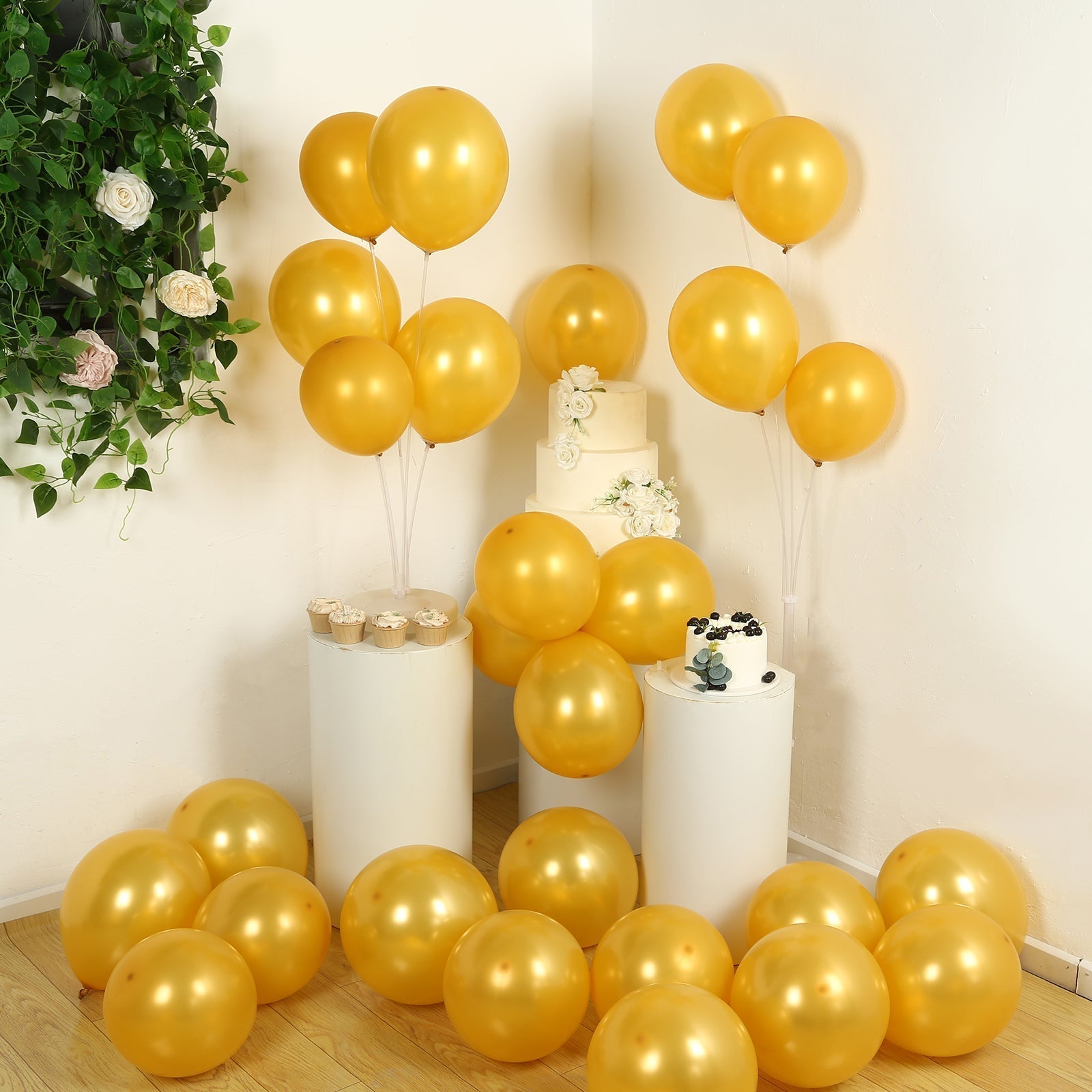 50 Pack Gold Biodegradable Balloons, 12" Thickened Extra Strong Eco - friendly Latex Helium Party Balloons - Bell Racket Store