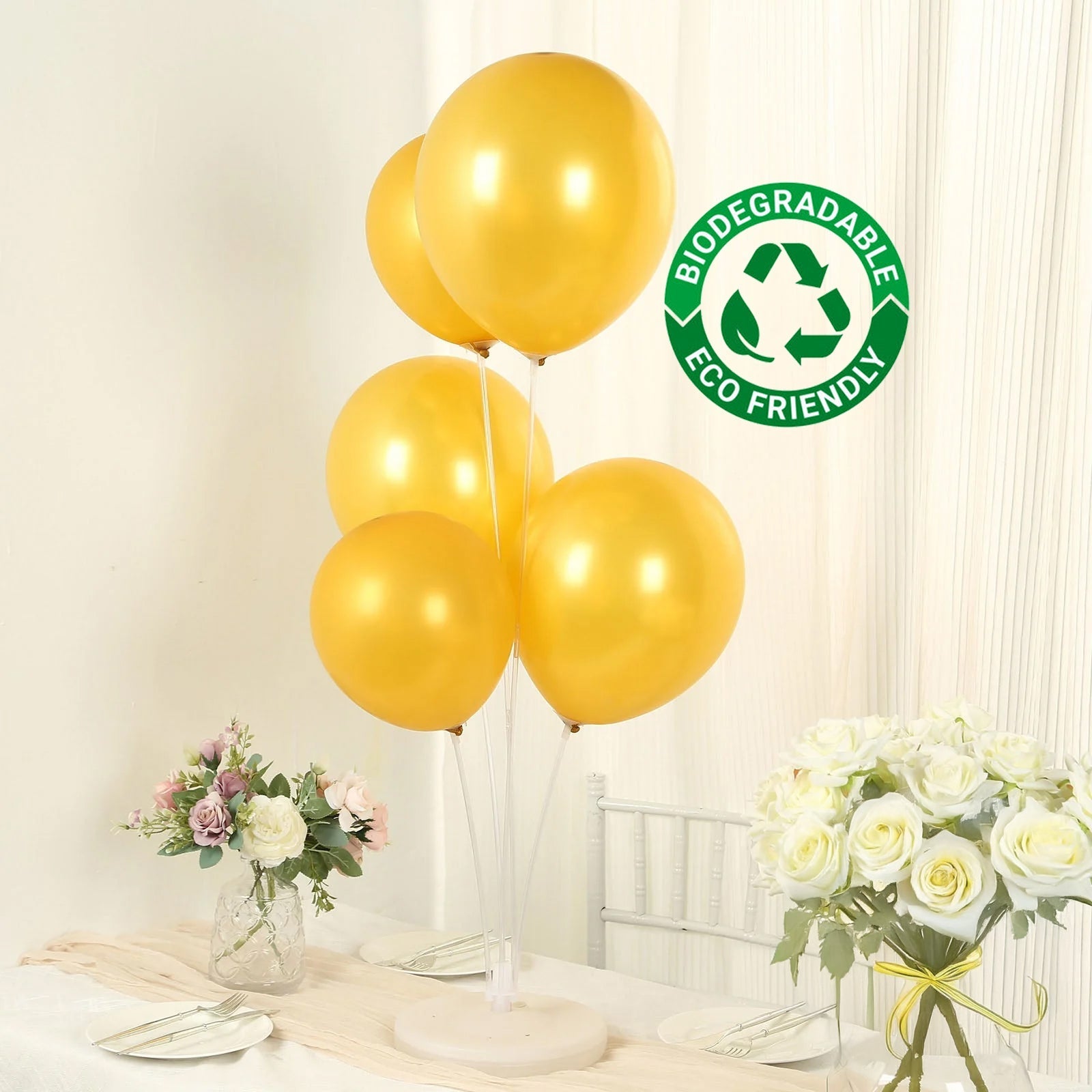 50 Pack Gold Biodegradable Balloons, 12" Thickened Extra Strong Eco - friendly Latex Helium Party Balloons - Bell Racket Store