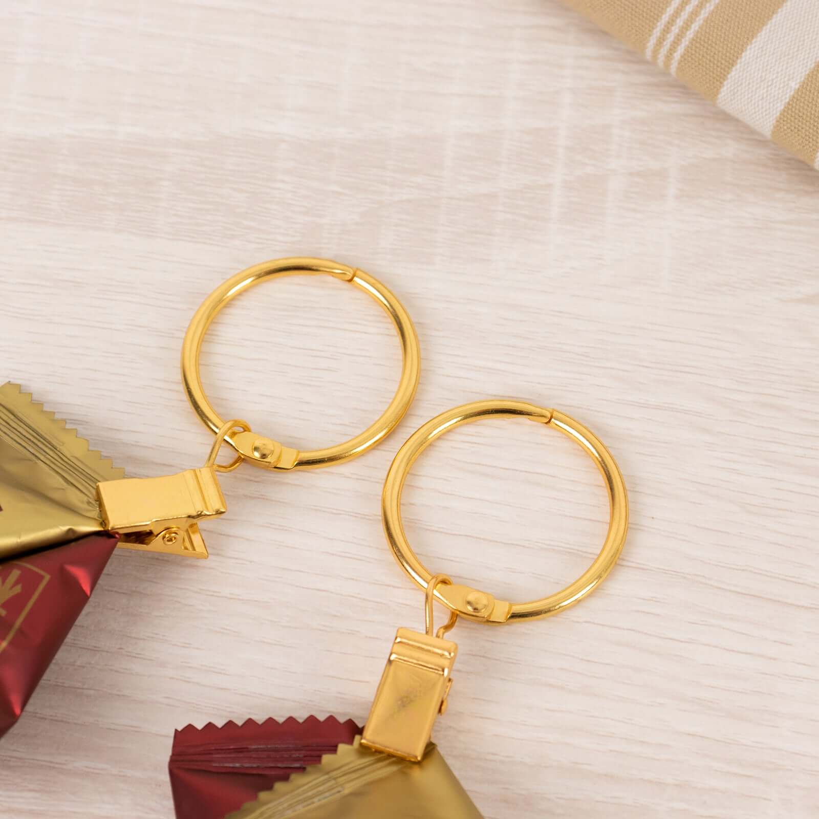 50 Pack Gold Metal Openable Curtain Clip Rings, Heavy Duty Rustproof Drapery Backdrop Clip Hangers - 1.5" - Bell Racket Store