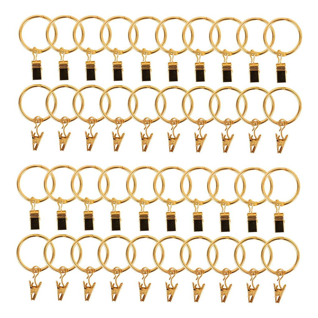 50 Pack Gold Metal Openable Curtain Clip Rings, Heavy Duty Rustproof Drapery Backdrop Clip Hangers - 1.5" - Bell Racket Store