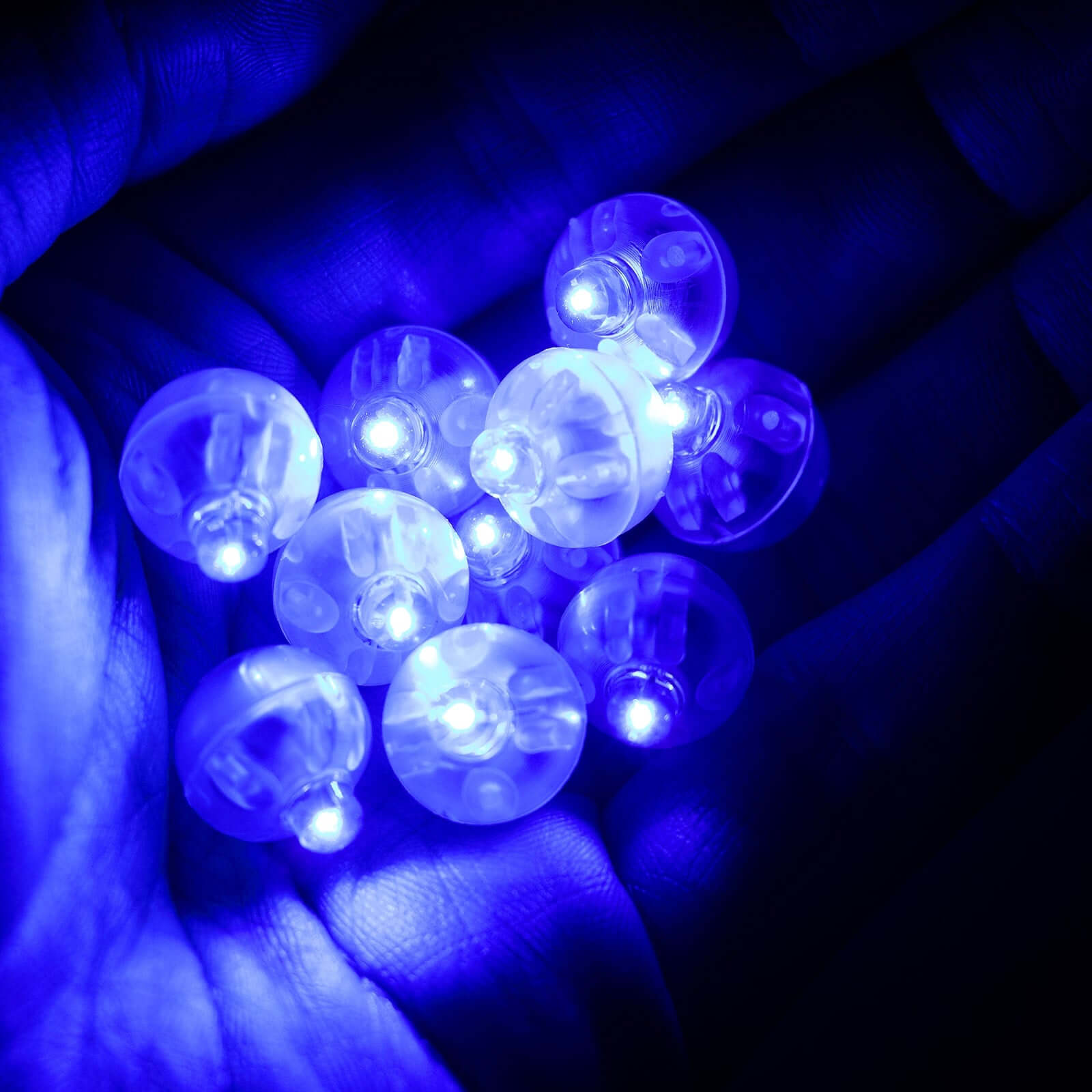 50 - Pack LED Mini Balloon Lights Round Light Blue - Waterproof Battery Operated Balls 0.5" - Bell Racket Store