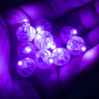 50 - Pack LED Mini Balloon Lights Round Purple - Waterproof Battery Operated Balls 0.5" - Bell Racket Store