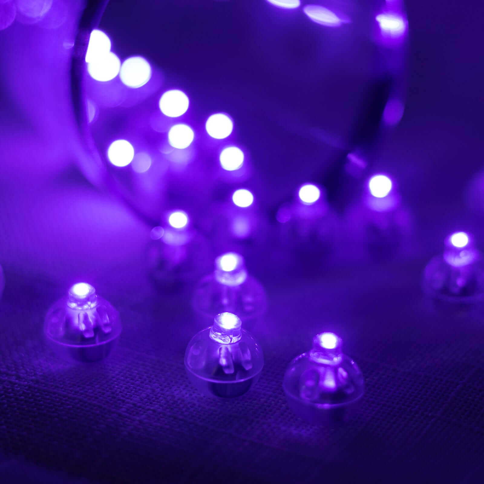 50 - Pack LED Mini Balloon Lights Round Purple - Waterproof Battery Operated Balls 0.5" - Bell Racket Store