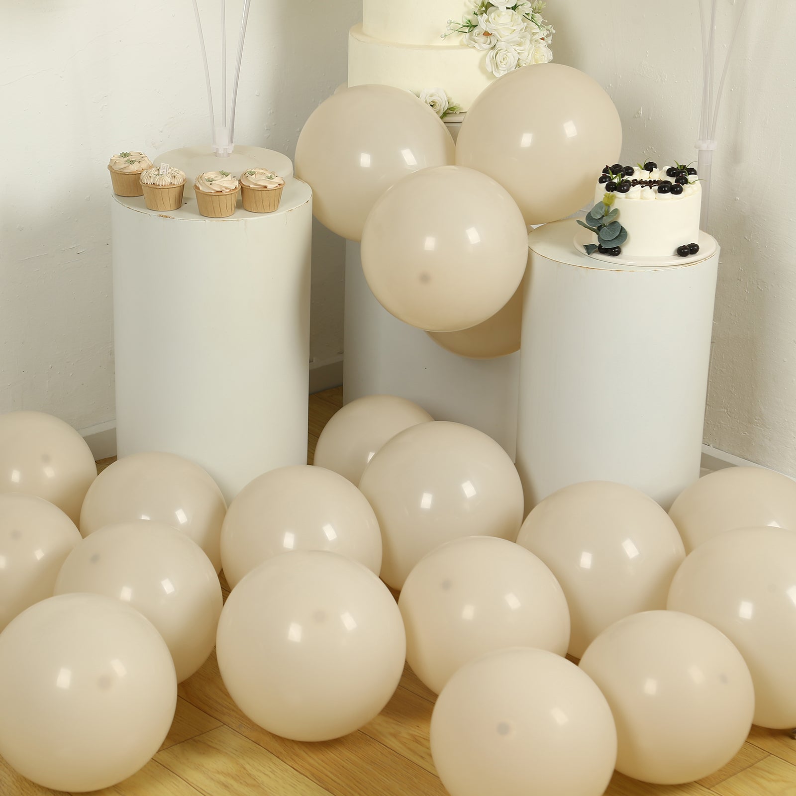 50 Pack Matte Pastel Beige Biodegradable Balloons 12", Round Eco - friendly Thick Latex Party Balloons - Bell Racket Store