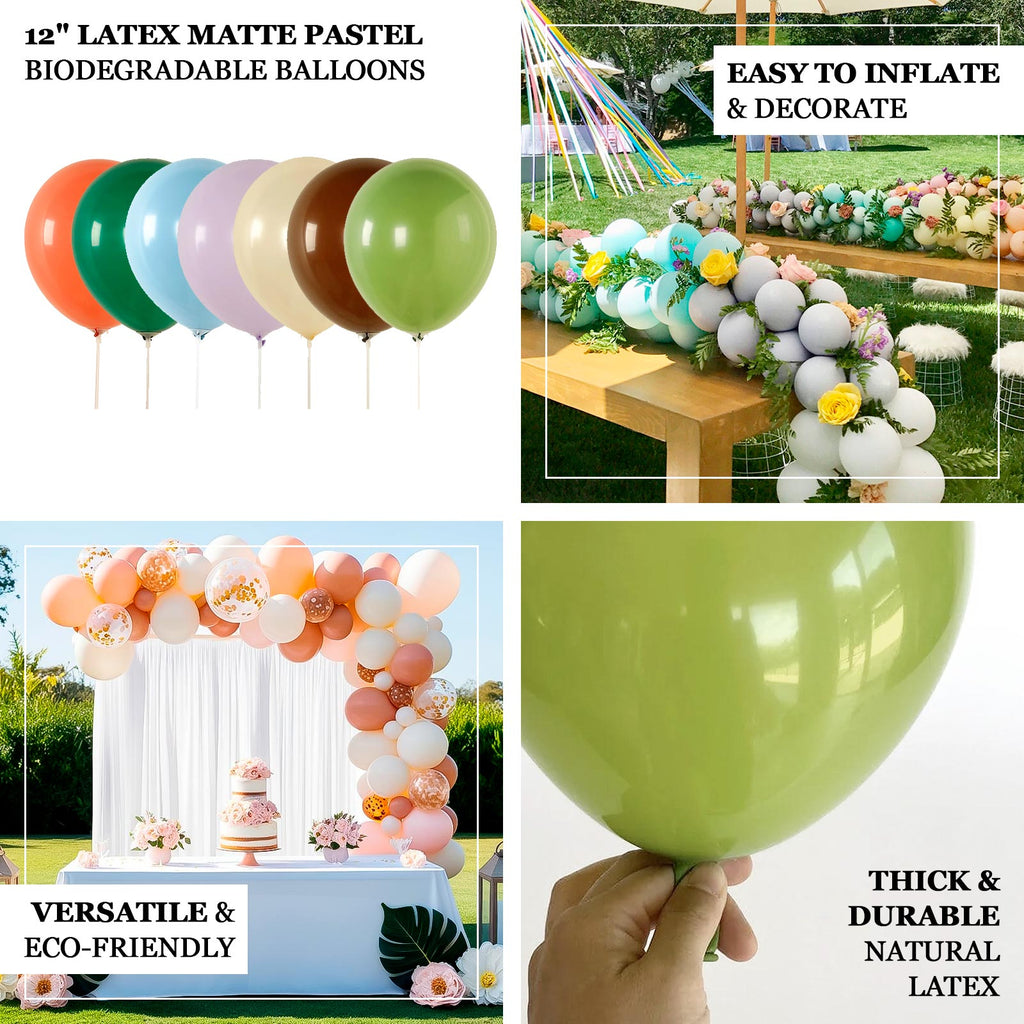 50 Pack Matte Pastel Beige Biodegradable Balloons 12", Round Eco - friendly Thick Latex Party Balloons - Bell Racket Store