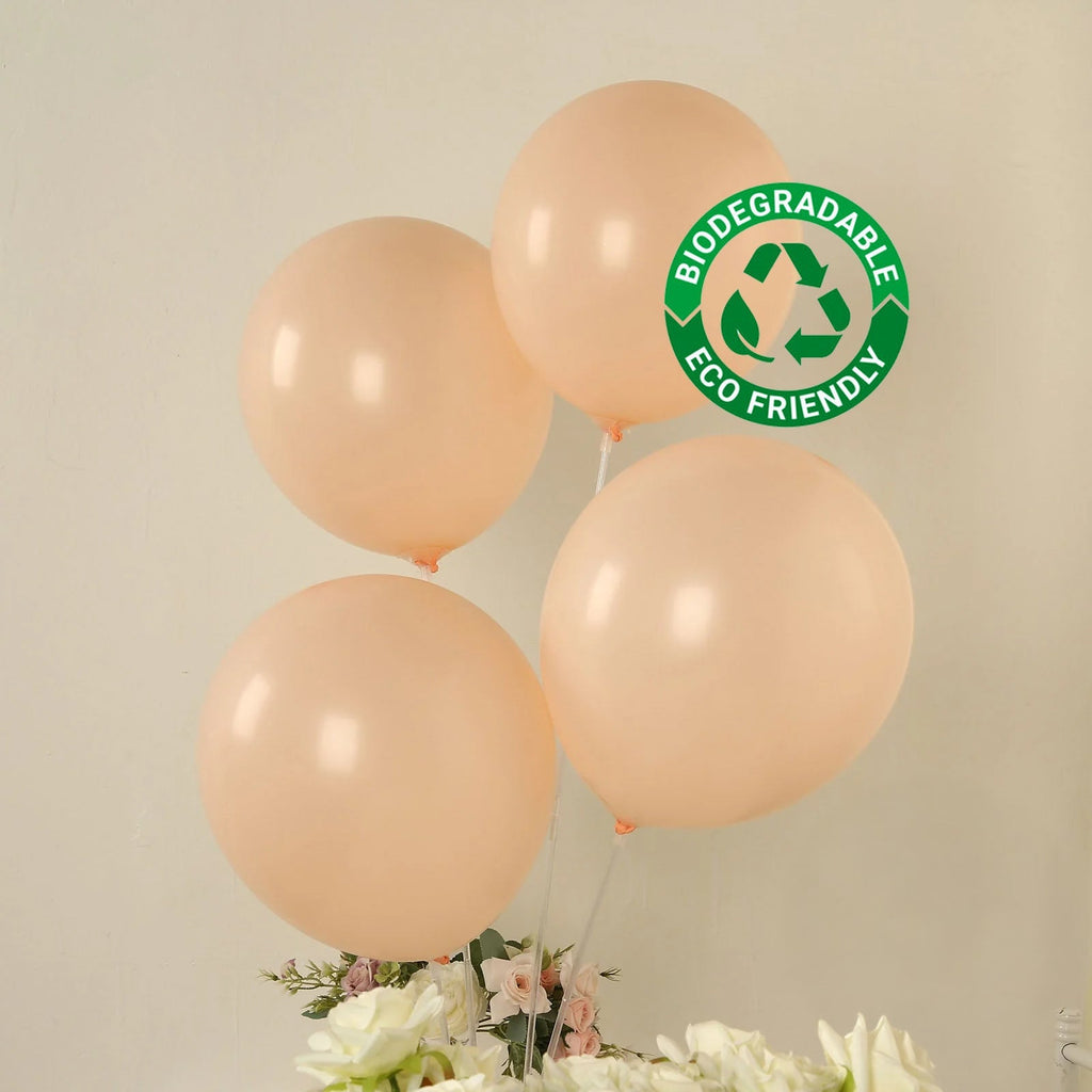 50 Pack Matte Pastel Blush Biodegradable Balloons 12", Round Eco - friendly Thick Latex Party Balloons - Bell Racket Store
