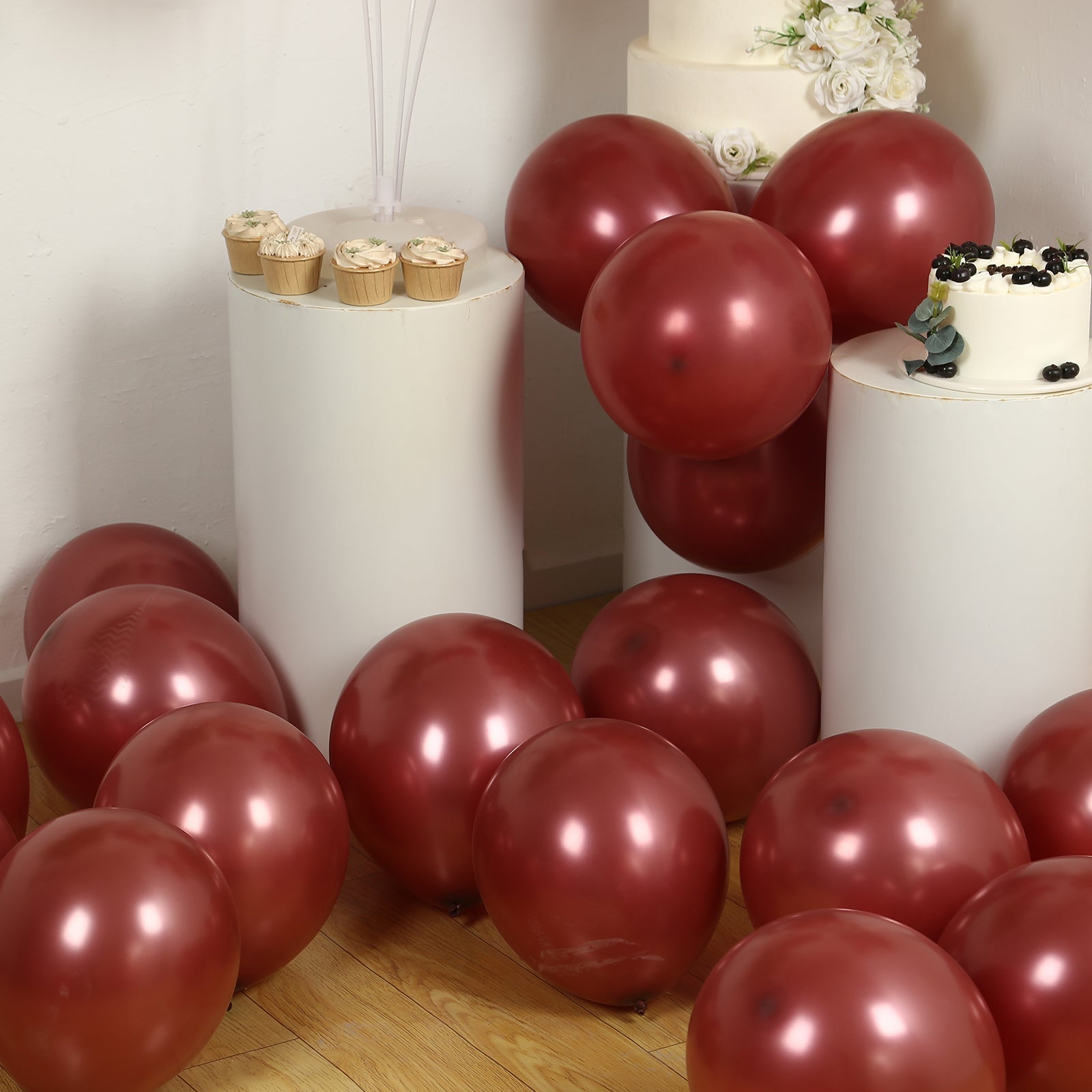 50 Pack Matte Pastel Burgundy Biodegradable Balloons 12", Round Eco - friendly Thick Latex Party Balloons - Bell Racket Store