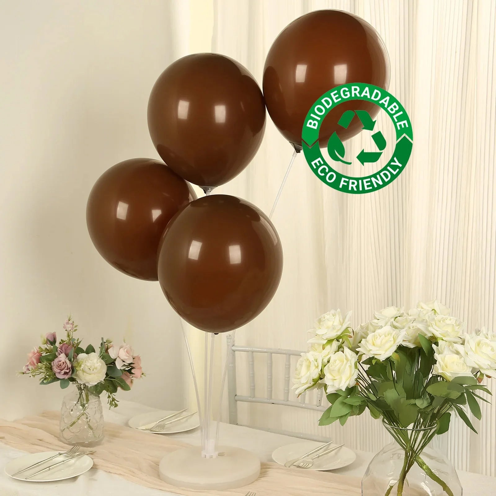 50 Pack Matte Pastel Cinnamon Brown Biodegradable Balloons 12", Round Eco - friendly Thick Latex Party Balloons - Bell Racket Store