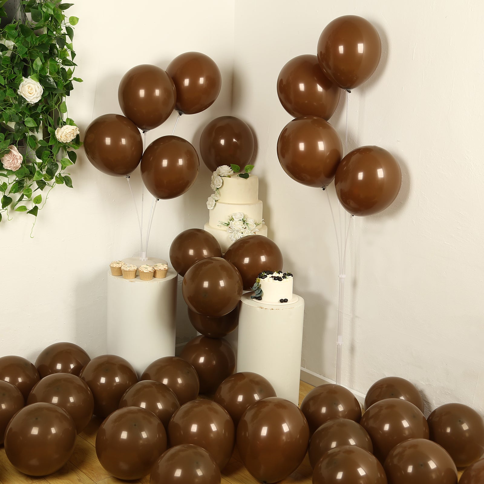 50 Pack Matte Pastel Cinnamon Brown Biodegradable Balloons 12", Round Eco - friendly Thick Latex Party Balloons - Bell Racket Store