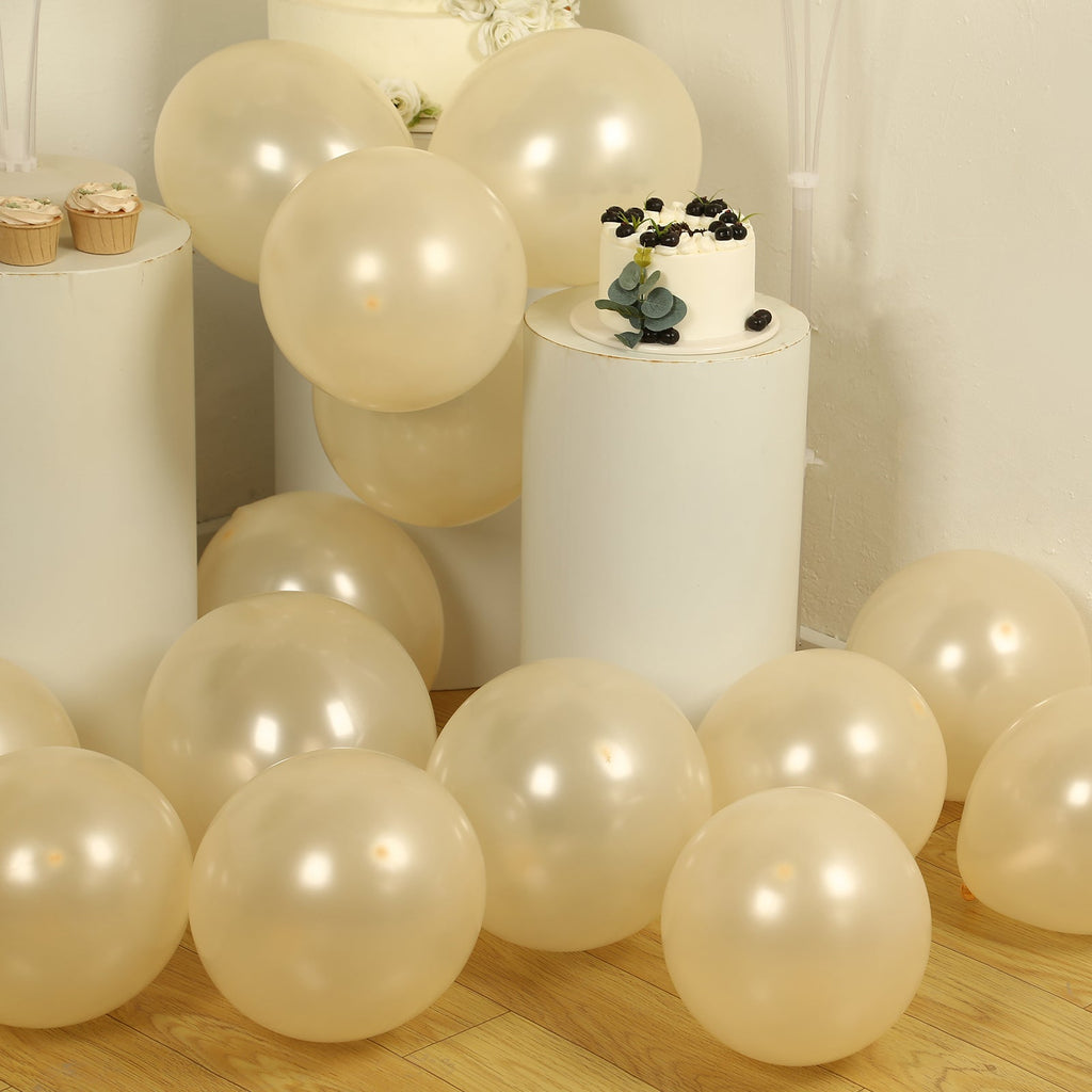 50 Pack Matte Pastel Cream Biodegradable Balloons 12", Round Eco - friendly Thick Latex Party Balloons - Bell Racket Store