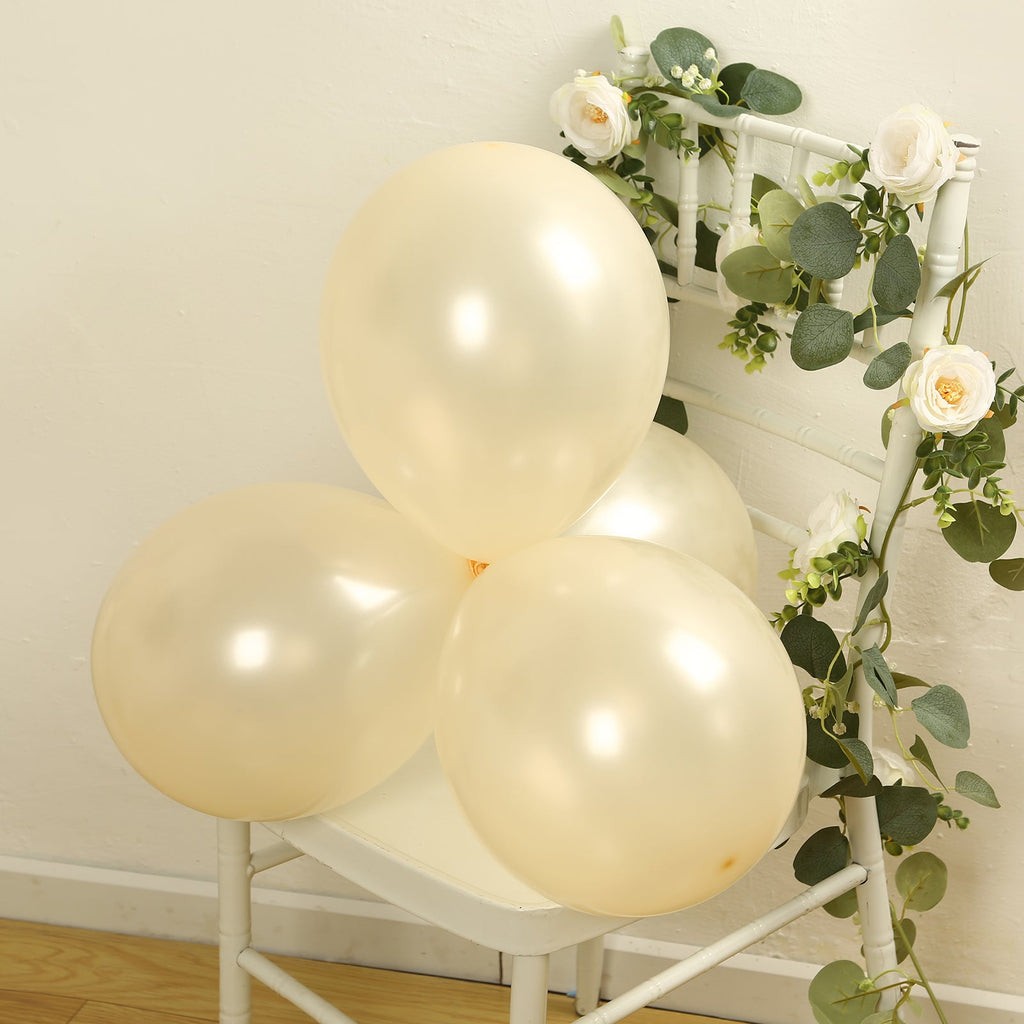 50 Pack Matte Pastel Cream Biodegradable Balloons 12", Round Eco - friendly Thick Latex Party Balloons - Bell Racket Store