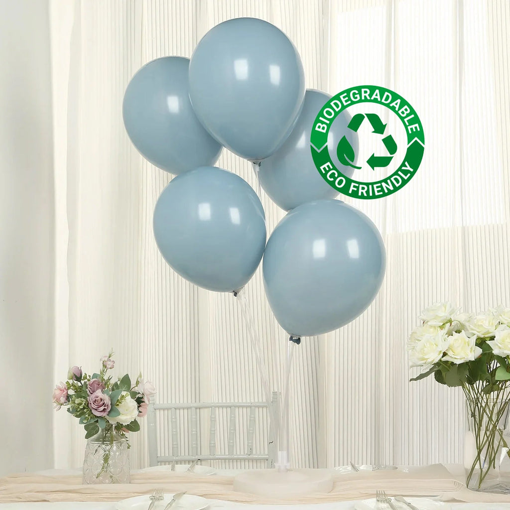 50 Pack Matte Pastel Dusty Blue Biodegradable Balloons 12", Round Eco - friendly Thick Latex Party Balloons - Bell Racket Store