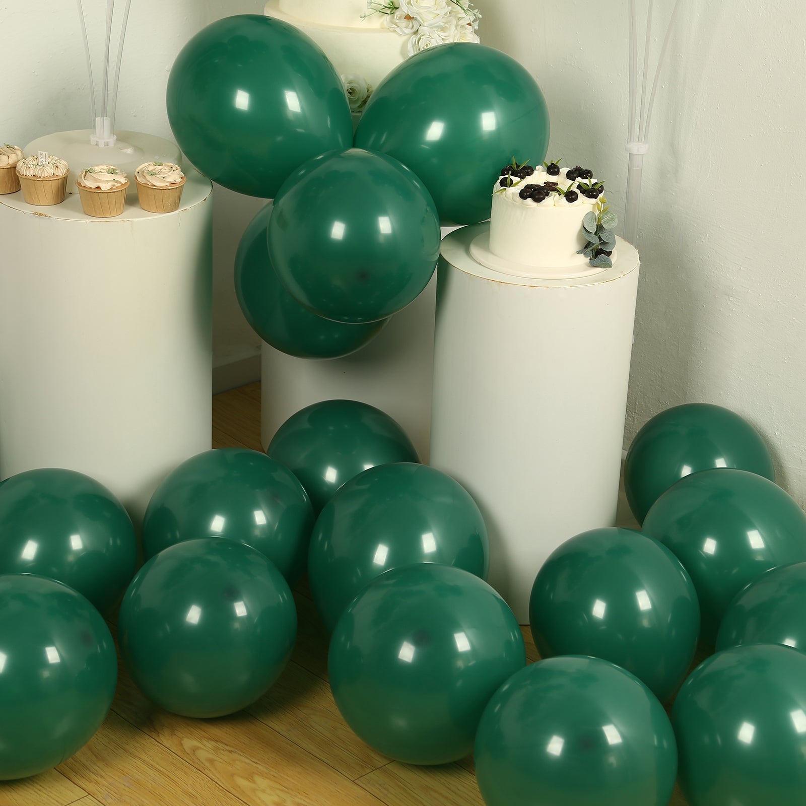 50 Pack Matte Pastel Hunter Emerald Green Biodegradable Balloons 12", Round Eco - friendly Thick Latex Party Balloons - Bell Racket Store