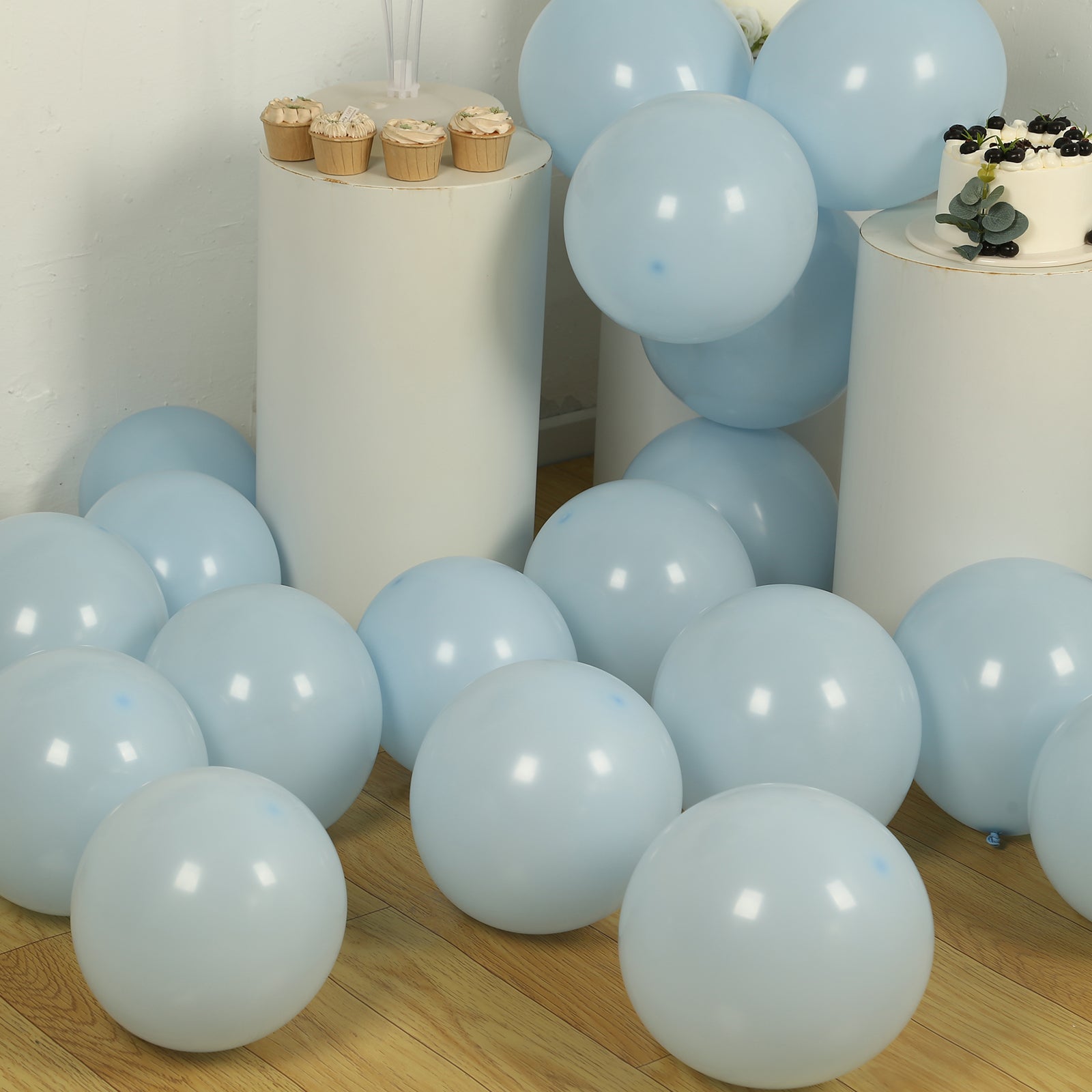 50 Pack Matte Pastel Ice Blue Biodegradable Balloons 12", Round Eco - friendly Thick Latex Party Balloons - Bell Racket Store