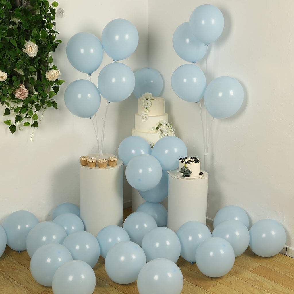 50 Pack Matte Pastel Ice Blue Biodegradable Balloons 12", Round Eco - friendly Thick Latex Party Balloons - Bell Racket Store