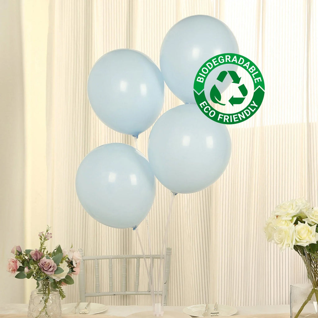 50 Pack Matte Pastel Ice Blue Biodegradable Balloons 12", Round Eco - friendly Thick Latex Party Balloons - Bell Racket Store