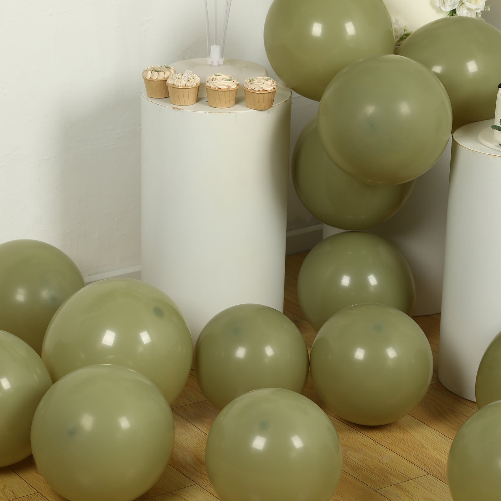 50 Pack Matte Pastel Olive Green Biodegradable Balloons 12", Round Eco - friendly Thick Latex Party Balloons - Bell Racket Store