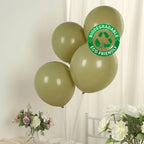 50 Pack Matte Pastel Olive Green Biodegradable Balloons 12", Round Eco - friendly Thick Latex Party Balloons - Bell Racket Store