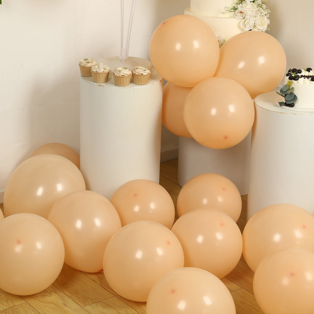 50 Pack Matte Pastel Peach Biodegradable Balloons 12", Round Eco - friendly Thick Latex Party Balloons - Bell Racket Store