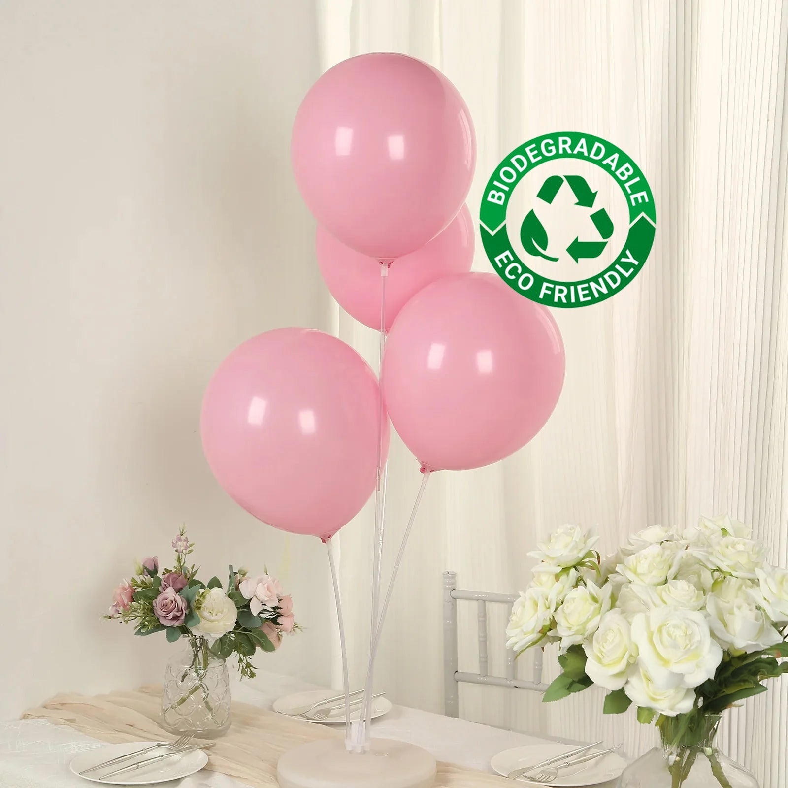 50 Pack Matte Pastel Pink Biodegradable Balloons 12", Round Eco - friendly Thick Latex Party Balloons - Bell Racket Store