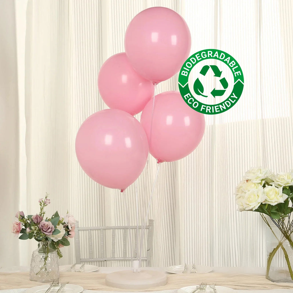 50 Pack Matte Pastel Pink Biodegradable Balloons 12", Round Eco - friendly Thick Latex Party Balloons - Bell Racket Store