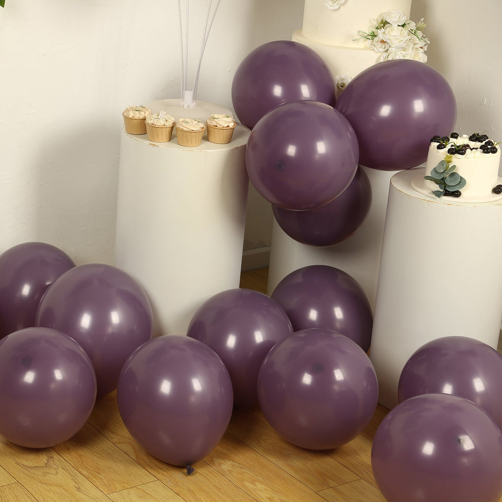 50 Pack Matte Pastel Violet Amethyst Biodegradable Balloons 12", Round Eco - friendly Thick Latex Party Balloons - Bell Racket Store