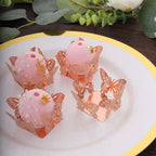 50 - Pack Mini Paper Truffle Cup Liners Butterfly Square Design Metallic Rose Gold - 225GSM Cupcake Tray Wrappers 4" - Bell Racket Store