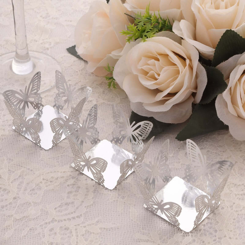 50 - Pack Mini Paper Truffle Cup Liners Butterfly Square Design Metallic Silver - 225GSM Cupcake Tray Wrappers 4" - Bell Racket Store